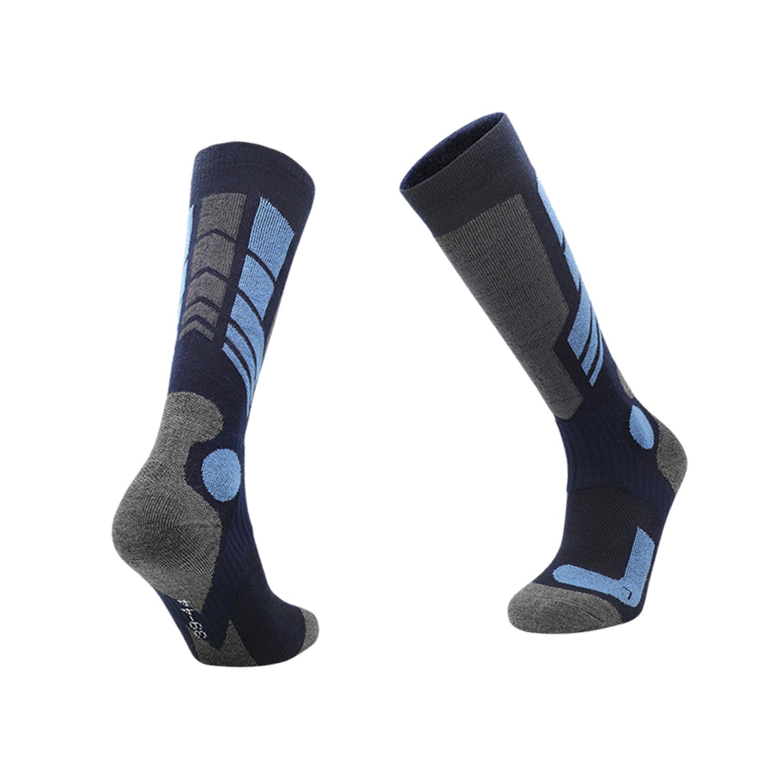 Kids Ski Socks Snowboard Socks Winter Warm Thermal Socks Soft Thick Cushion for Boys Girls for Outdoor, Skating, Snowboarding Dark and Light Blue